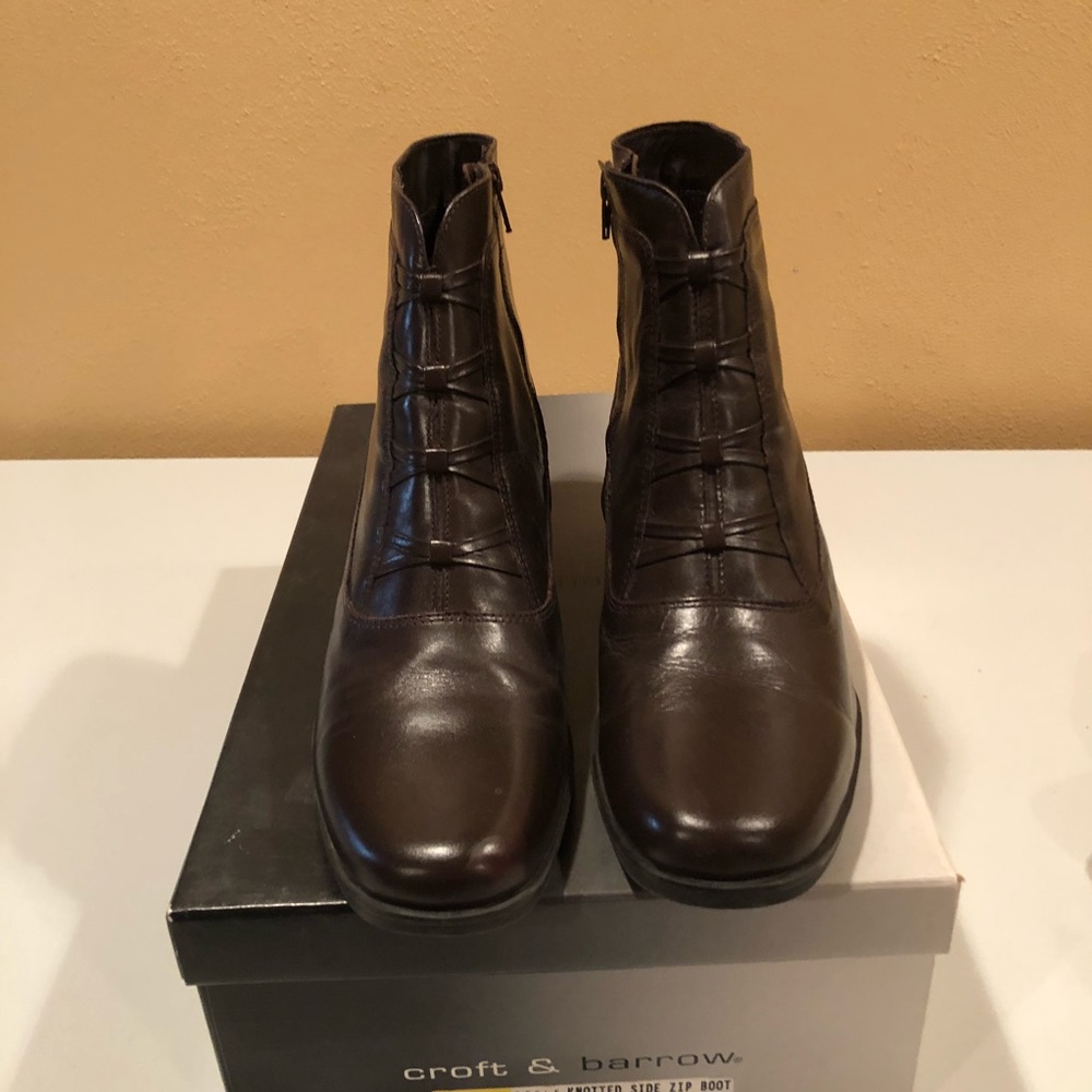 Brown zipper ankle boots